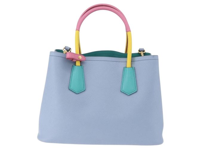 PRADA Handtasche Saffiano 2-Wege Hellblau Goldton Auth 195344M - Ansicht 2