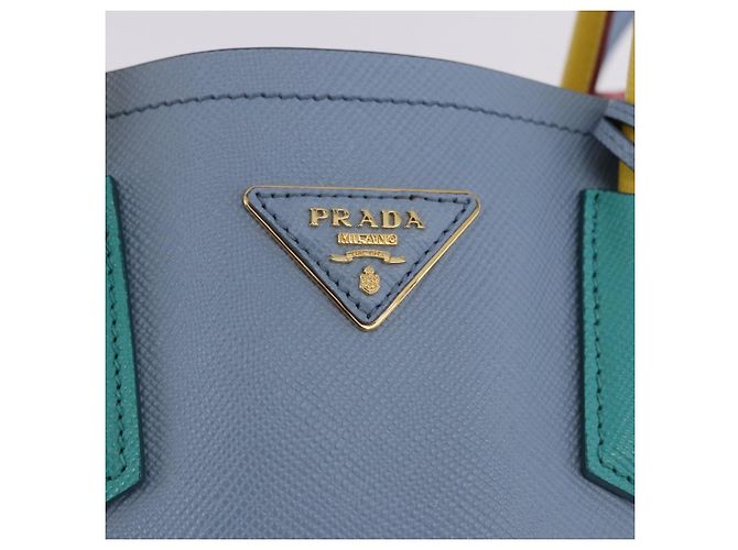 PRADA Handtasche Saffiano 2-Wege Hellblau Goldton Auth 195344M - Ansicht 21