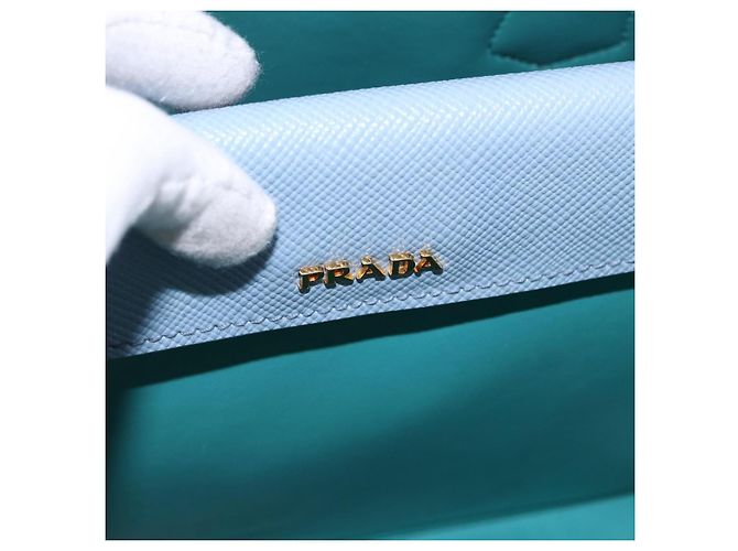 PRADA Handtasche Saffiano 2-Wege Hellblau Goldton Auth 195344M - Ansicht 22