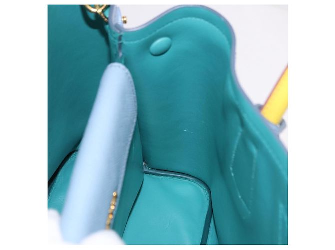 PRADA Handtasche Saffiano 2-Wege Hellblau Goldton Auth 195344M - Ansicht 23