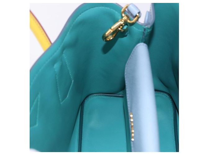 PRADA Handtasche Saffiano 2-Wege Hellblau Goldton Auth 195344M - Ansicht 24