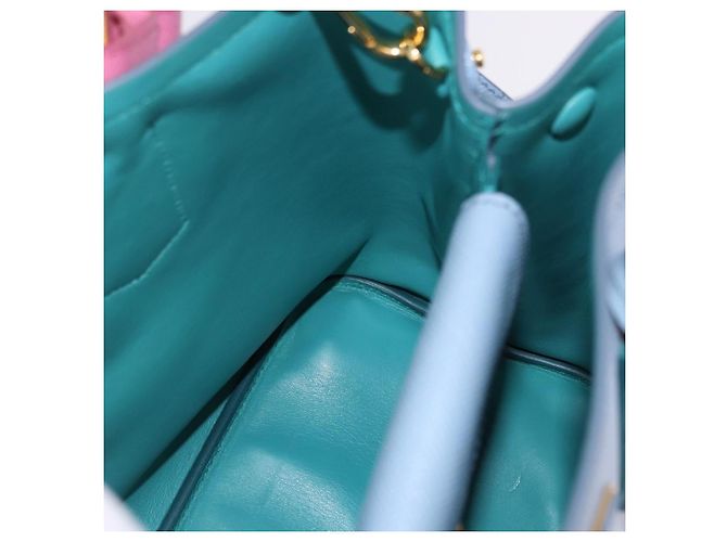 PRADA Handtasche Saffiano 2-Wege Hellblau Goldton Auth 195344M - Ansicht 26