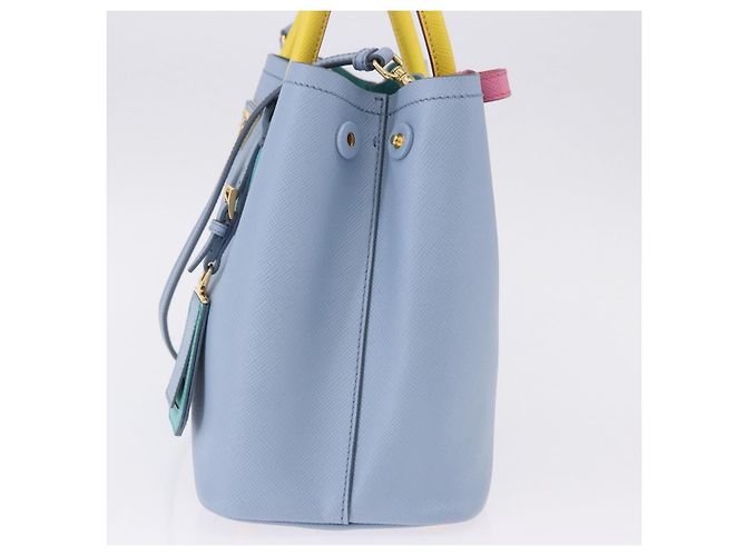 PRADA Handtasche Saffiano 2-Wege Hellblau Goldton Auth 195344M - Ansicht 3