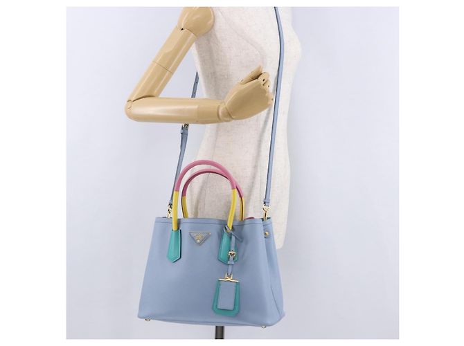 PRADA Handtasche Saffiano 2-Wege Hellblau Goldton Auth 195344M - Ansicht 30