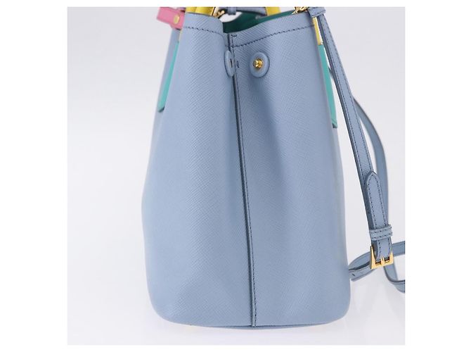 PRADA Handtasche Saffiano 2-Wege Hellblau Goldton Auth 195344M - Ansicht 4