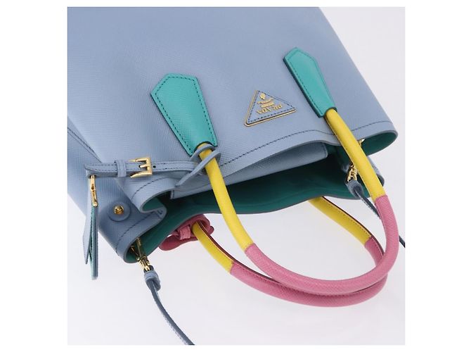 PRADA Handtasche Saffiano 2-Wege Hellblau Goldton Auth 195344M - Ansicht 6