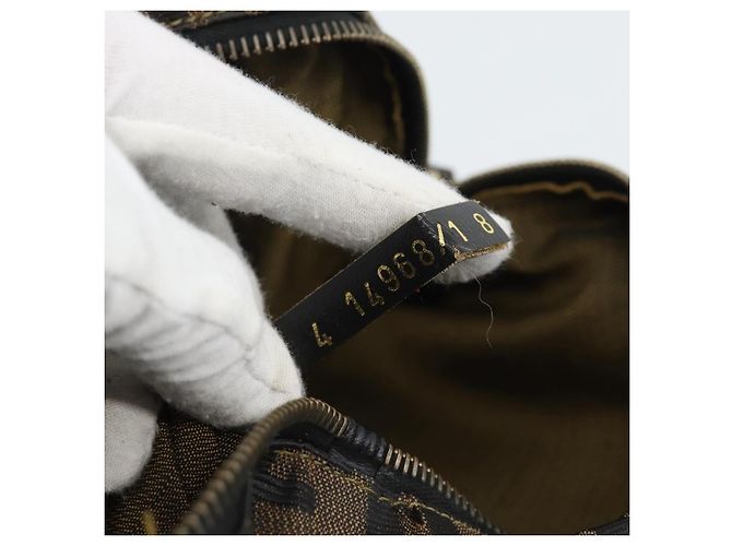 Borsa a mano FENDI Zucca Canvas Marrone Nero Auth 196063 - vista 12