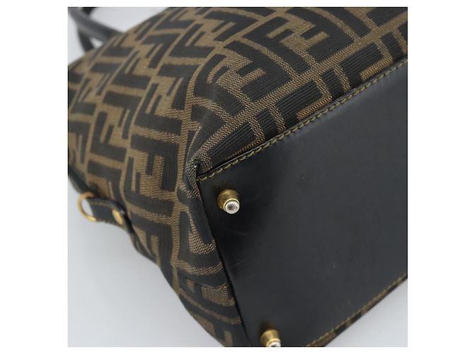 Borsa a mano FENDI Zucca Canvas Marrone Nero Auth 196063 - vista 16