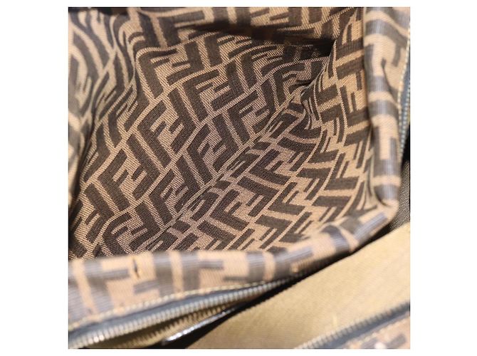 Borsa a mano FENDI Zucca Canvas Marrone Nero Auth 196063 - vista 22