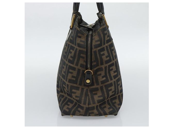Borsa a mano FENDI Zucca Canvas Marrone Nero Auth 196063 - vista 3
