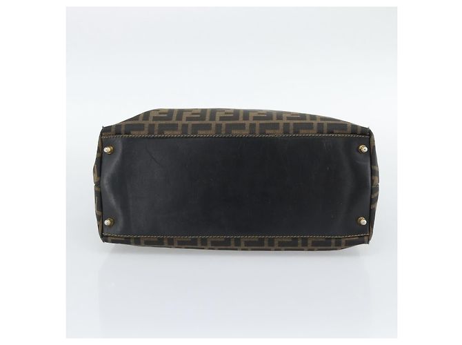 Borsa a mano FENDI Zucca Canvas Marrone Nero Auth 196063 - vista 5