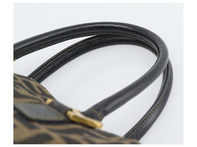 Borsa a mano FENDI Zucca Canvas Marrone Nero Auth 196063 - vista 8