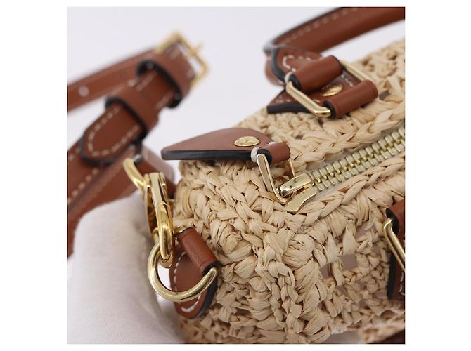 LOUIS VUITTON Nano Speedy Borsa a Mano Raffia 2way Beige Oro M83525 LV Auth 195336SAM - vista 10