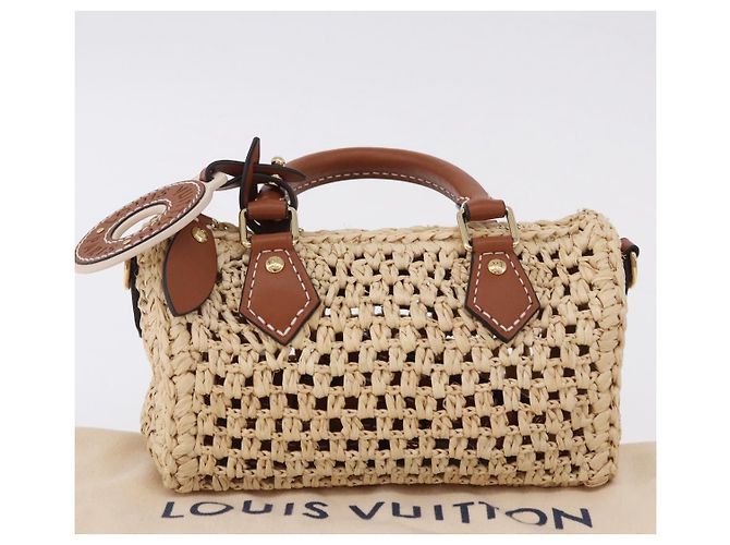 LOUIS VUITTON Nano Speedy Borsa a Mano Raffia 2way Beige Oro M83525 LV Auth 195336SAM - vista 12