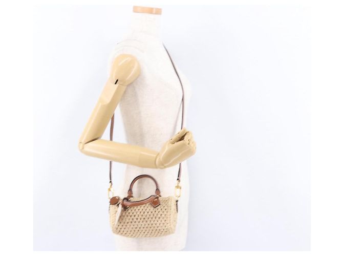 LOUIS VUITTON Nano Speedy Borsa a Mano Raffia 2way Beige Oro M83525 LV Auth 195336SAM - vista 24