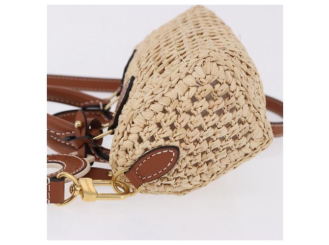 LOUIS VUITTON Nano Speedy Borsa a Mano Raffia 2way Beige Oro M83525 LV Auth 195336SAM - vista 4