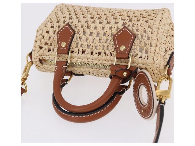 LOUIS VUITTON Nano Speedy Borsa a Mano Raffia 2way Beige Oro M83525 LV Auth 195336SAM - vista 6