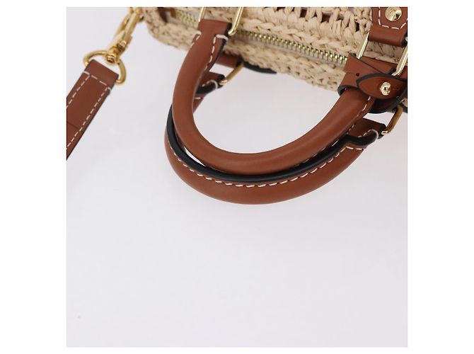 LOUIS VUITTON Nano Speedy Borsa a Mano Raffia 2way Beige Oro M83525 LV Auth 195336SAM - vista 7