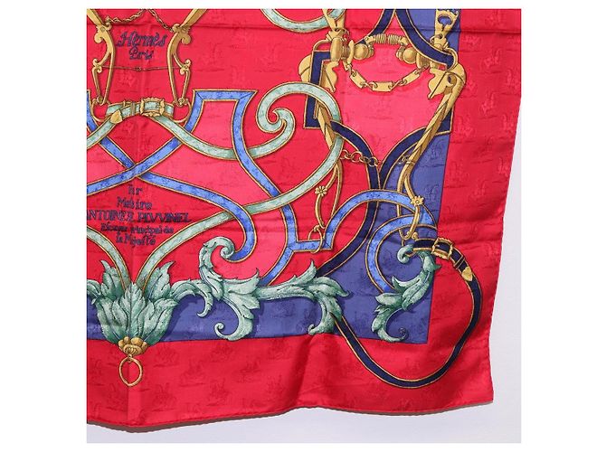 Hermès Foulard HERMES Carre90 Seta Rosso Auth 195639 - vista 10
