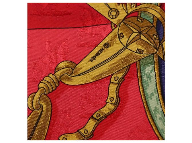 Hermès Foulard HERMES Carre90 Seta Rosso Auth 195639 - vista 11
