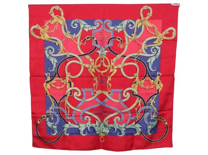 Hermès Foulard HERMES Carre90 Seta Rosso Auth 195639 - vista 12