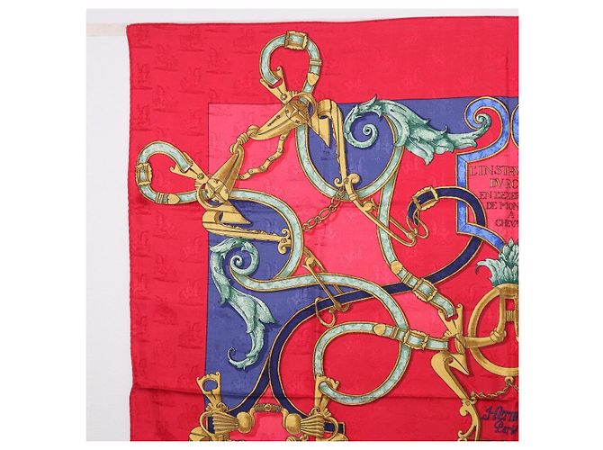 Hermès Foulard HERMES Carre90 Seta Rosso Auth 195639 - vista 2