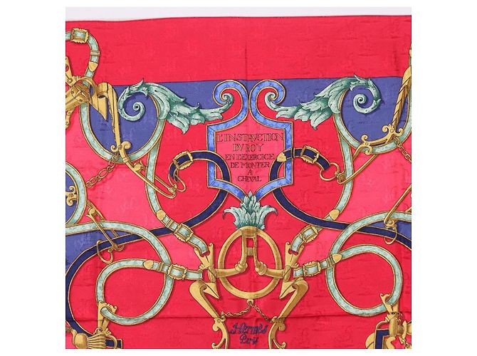 Hermès Foulard HERMES Carre90 Seta Rosso Auth 195639 - vista 3