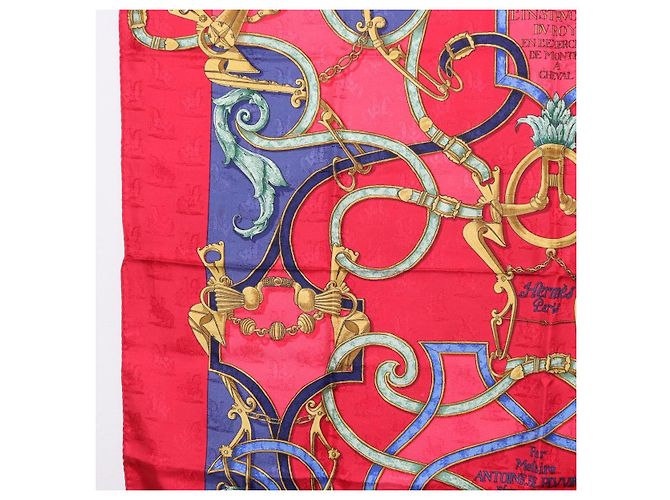 Hermès Foulard HERMES Carre90 Seta Rosso Auth 195639 - vista 5