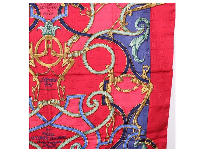 Hermès Foulard HERMES Carre90 Seta Rosso Auth 195639 - vista 7