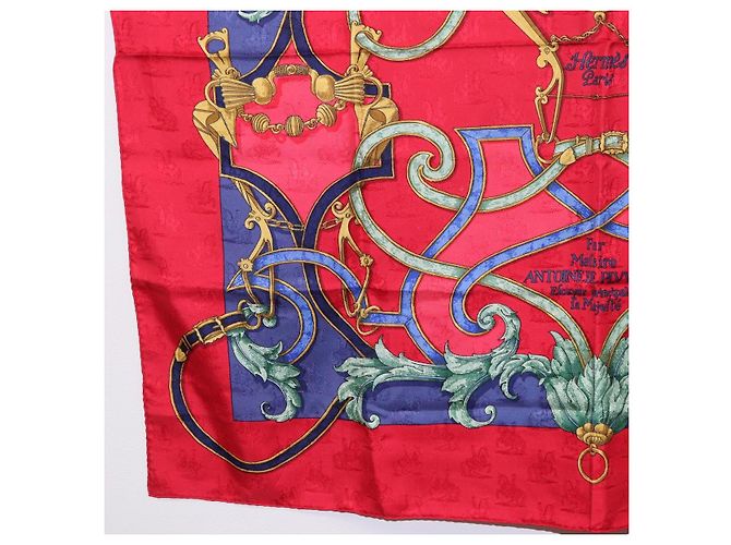 Hermès Foulard HERMES Carre90 Seta Rosso Auth 195639 - vista 8