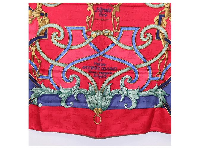 Hermès Foulard HERMES Carre90 Seta Rosso Auth 195639 - vista 9
