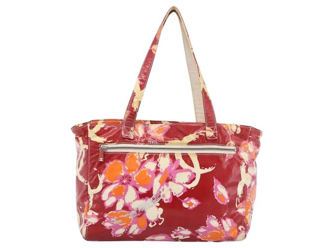 CHANEL Borsa Tote Alta Estate PVC Tela Rossa CC Auth 196247 Rosso - vista 13