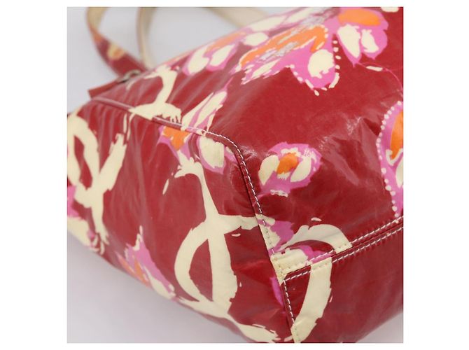 CHANEL Borsa Tote Alta Estate PVC Tela Rossa CC Auth 196247 Rosso - vista 15