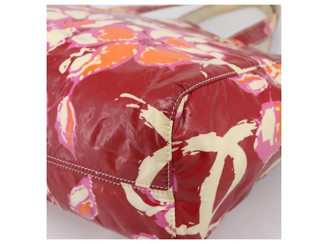 CHANEL Borsa Tote Alta Estate PVC Tela Rossa CC Auth 196247 Rosso - vista 16