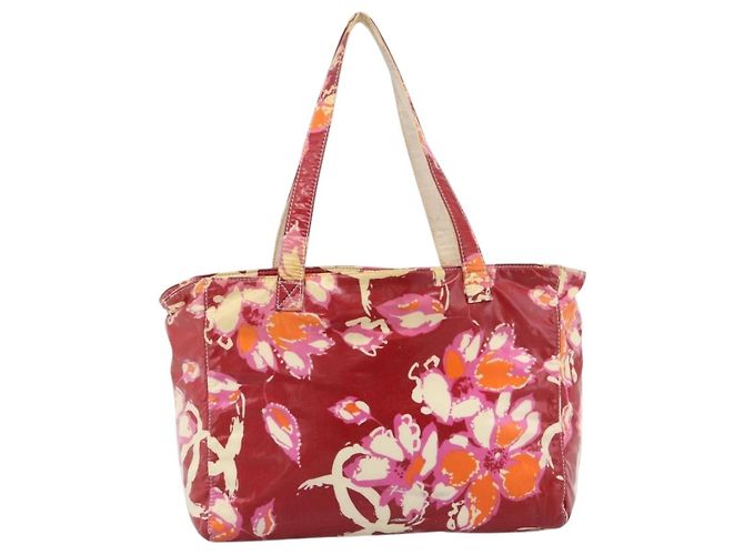 CHANEL Borsa Tote Alta Estate PVC Tela Rossa CC Auth 196247 Rosso - vista 2