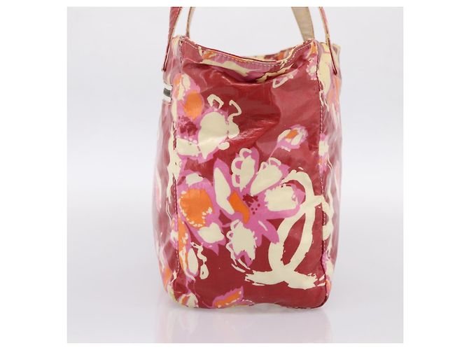 CHANEL Borsa Tote Alta Estate PVC Tela Rossa CC Auth 196247 Rosso - vista 4