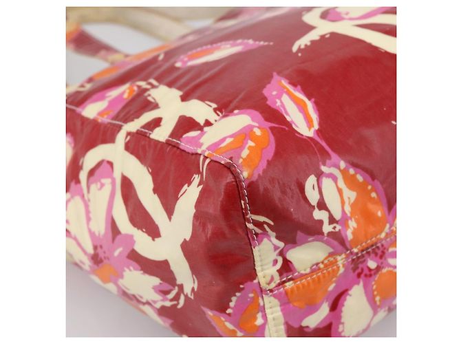 CHANEL Borsa Tote Alta Estate PVC Tela Rossa CC Auth 196247 Rosso - vista 9