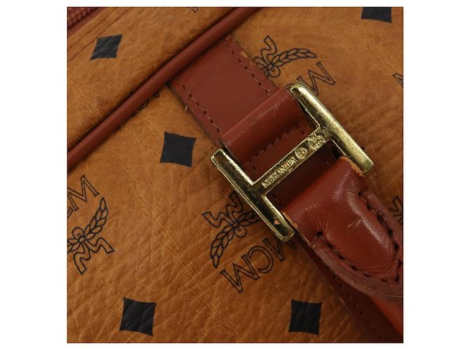 Borsa Boston MCM Logogram Vicetos PVC Pelle 2way Marrone Oro Auth 192616A D'oro - vista 10