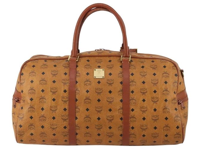 Borsa Boston MCM Logogram Vicetos PVC Pelle 2way Marrone Oro Auth 192616A D'oro - vista 13