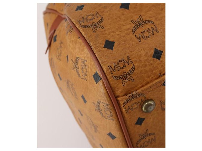 Borsa Boston MCM Logogram Vicetos PVC Pelle 2way Marrone Oro Auth 192616A D'oro - vista 15