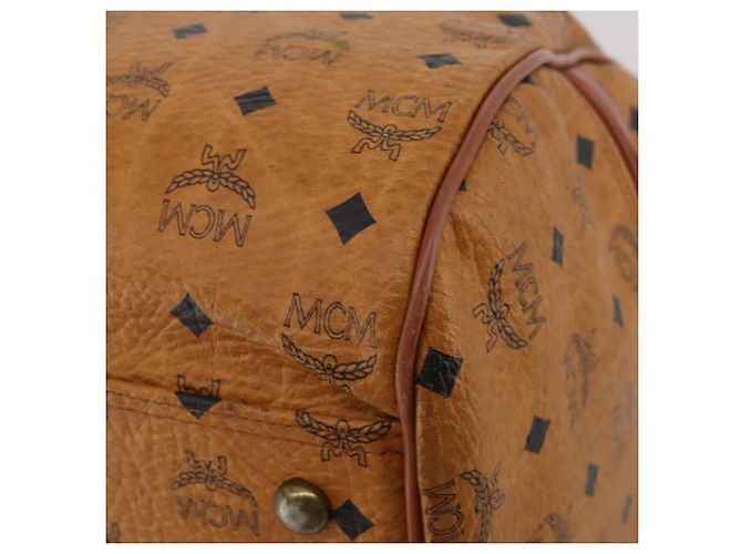 Borsa Boston MCM Logogram Vicetos PVC Pelle 2way Marrone Oro Auth 192616A D'oro - vista 16