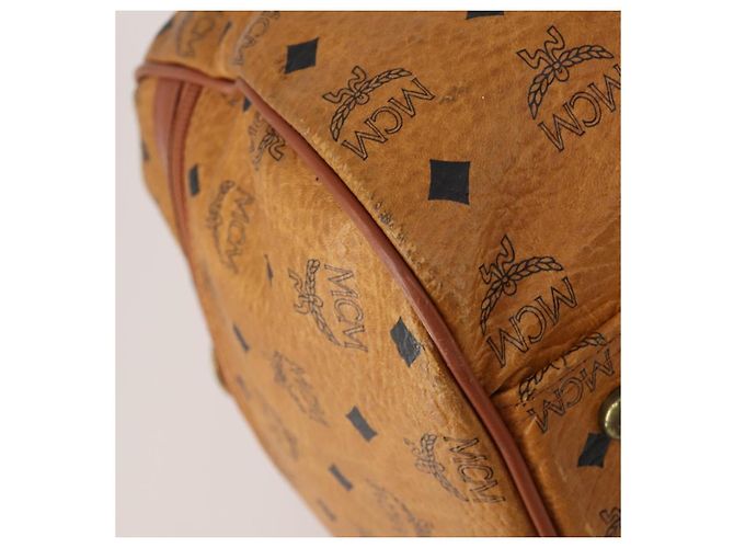 Borsa Boston MCM Logogram Vicetos PVC Pelle 2way Marrone Oro Auth 192616A D'oro - vista 17