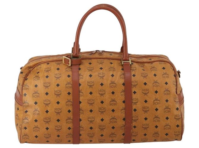 Borsa Boston MCM Logogram Vicetos PVC Pelle 2way Marrone Oro Auth 192616A D'oro - vista 2