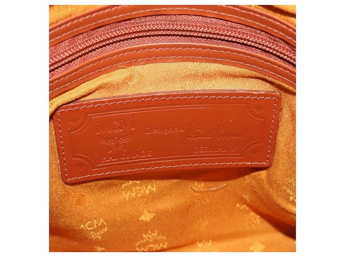 Borsa Boston MCM Logogram Vicetos PVC Pelle 2way Marrone Oro Auth 192616A D'oro - vista 21