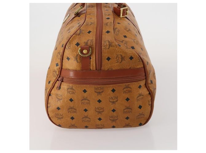 Borsa Boston MCM Logogram Vicetos PVC Pelle 2way Marrone Oro Auth 192616A D'oro - vista 3