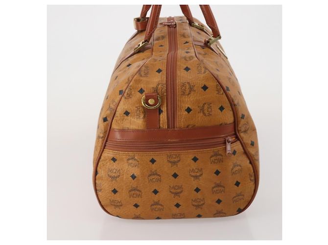 Borsa Boston MCM Logogram Vicetos PVC Pelle 2way Marrone Oro Auth 192616A D'oro - vista 4