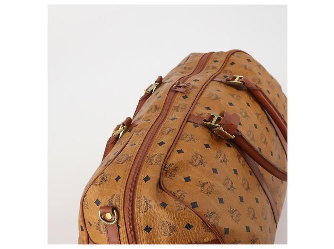 Borsa Boston MCM Logogram Vicetos PVC Pelle 2way Marrone Oro Auth 192616A D'oro - vista 6