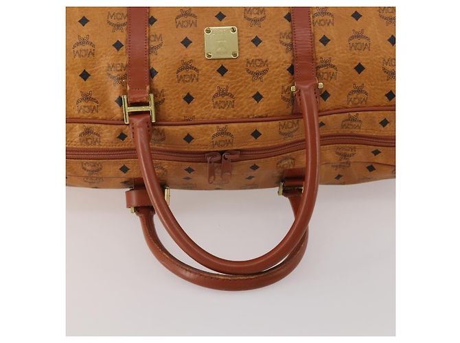 Borsa Boston MCM Logogram Vicetos PVC Pelle 2way Marrone Oro Auth 192616A D'oro - vista 7