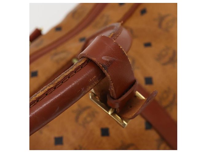 Borsa Boston MCM Logogram Vicetos PVC Pelle 2way Marrone Oro Auth 192616A D'oro - vista 9