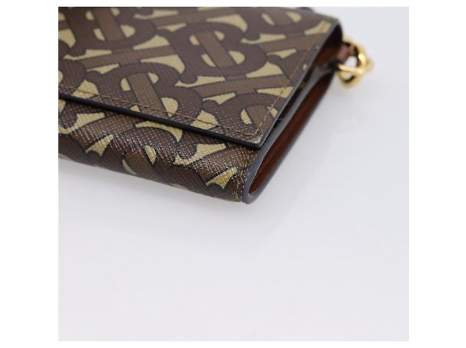 BURBERRY TB Monogram Portamonete Borsa a Tracolla PVC Brown Gold Auth 196826V Marrone D'oro - vista 14